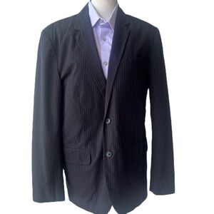 Calvin Klein Men’s Black Striped Cotton Blazer Sz‎ S Tailored Lined Classic